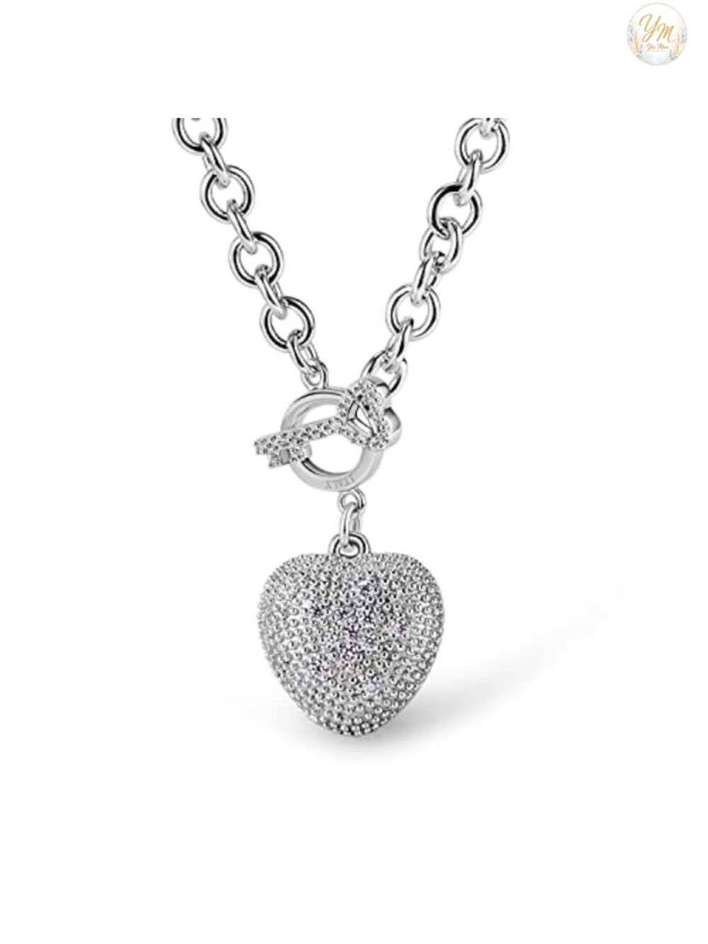 Women's Sterling Silver Heart Pendant Necklace 18"-19" Rolo Chain Fine Jewelry